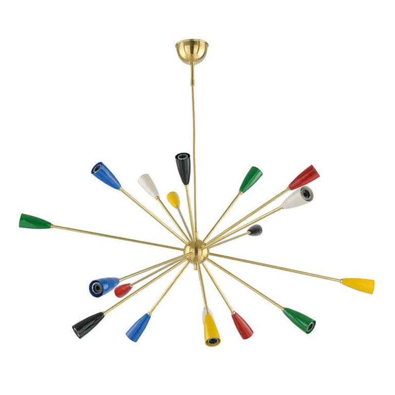 Stilnovo Style Modern Brass 18 Lights Multicolor Sputnik Chandelier Lighting Fixture