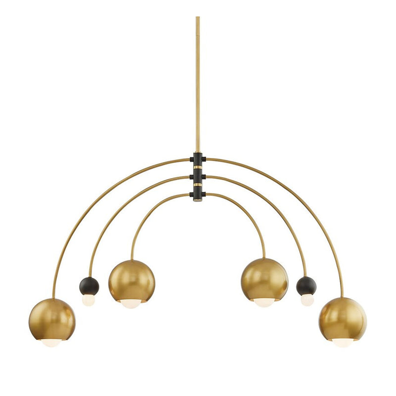 Modern Brass 6 Lights Globe Shade Willow Chandelier