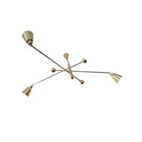 Mid Century Style 3 Cone Shades Brass Sputnik Chandelier Lighting Fixture