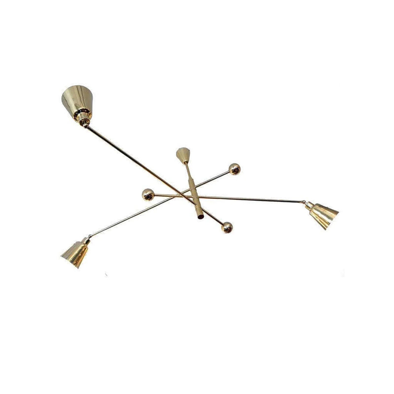 Mid Century Style 3 Cone Shades Brass Sputnik Chandelier Lighting Fixture