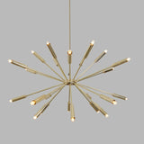 Mid Century Style 24 Arms Brass Sputnik Chandelier Light Fixture