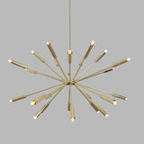 Mid Century Style 24 Arms Brass Sputnik Chandelier Light Fixture