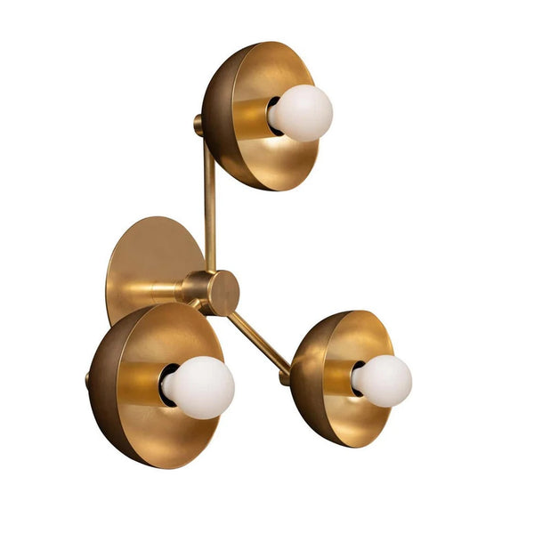 Triple Brass Dome Wall Sconce Lamp Lighting Fixture