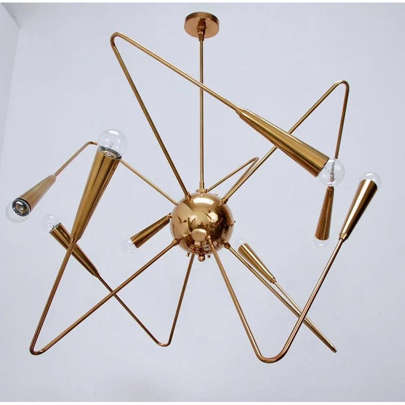 Contemporary Star 8 Arms Brass Sputnik Chandelier Light Fixture