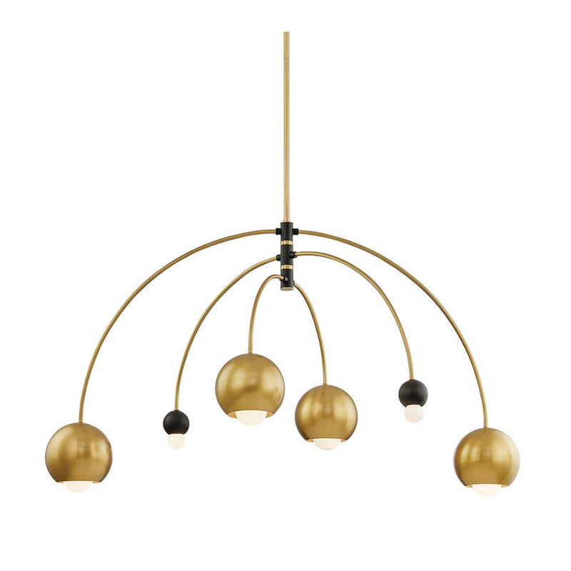 Modern Brass 6 Lights Globe Shade Willow Chandelier