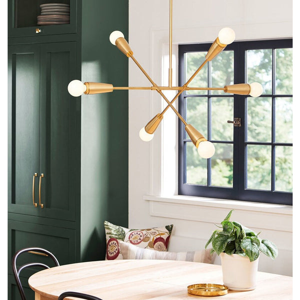 Contemporary 6 bulbs Arms Brass Sputnik Chandelier