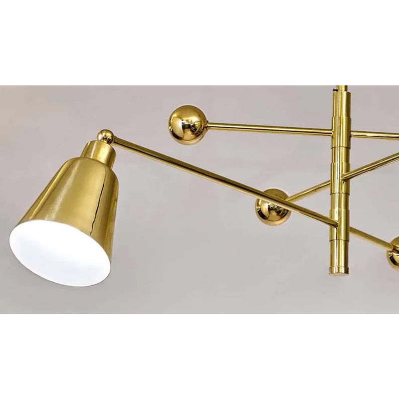 Mid Century Style 3 Cone Shades Brass Sputnik Chandelier Lighting Fixture