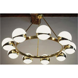 Contemporary 9 Spheres Modern Brass Round Chandelier