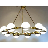 Contemporary 9 Spheres Modern Brass Round Chandelier