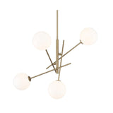 Handcrafted 4 Globes Arm Modern Brass Branch Chandelier