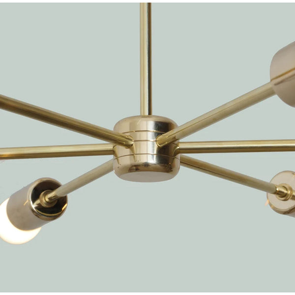 Handcrafted 6 Arm Pinwheel Modern Brass Chandelier