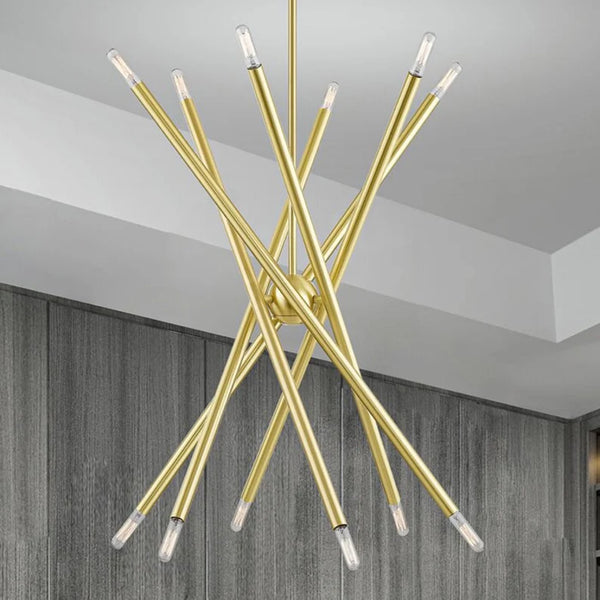 Edensor-12 Brass Sputnik Starburst Chandelier Light Fixture