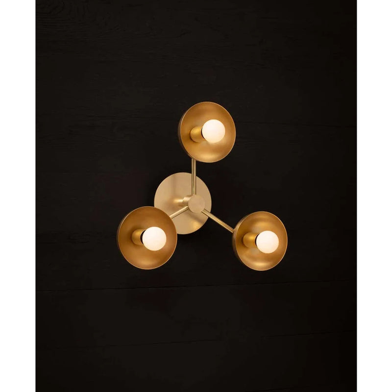 Triple Brass Dome Wall Sconce Lamp Lighting Fixture