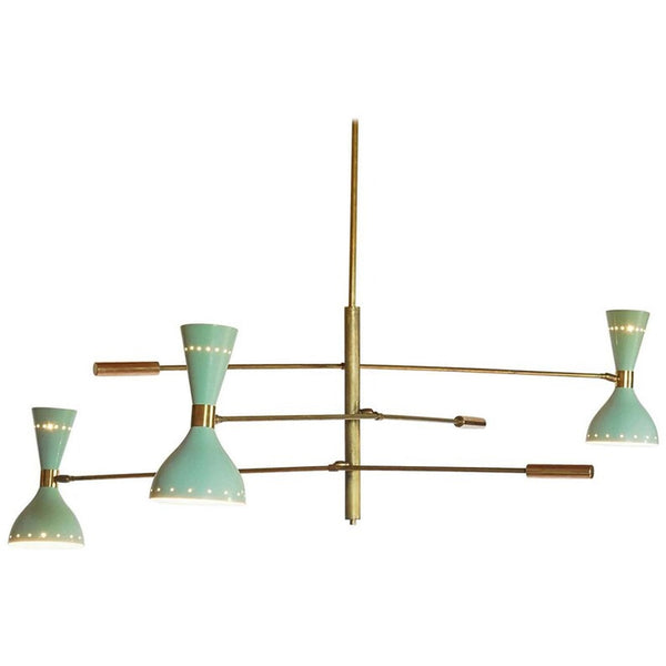 Stilnovo Style 3 Arms 6 Lights Modern Brass Bespoke Chandelier - Both Side Lights