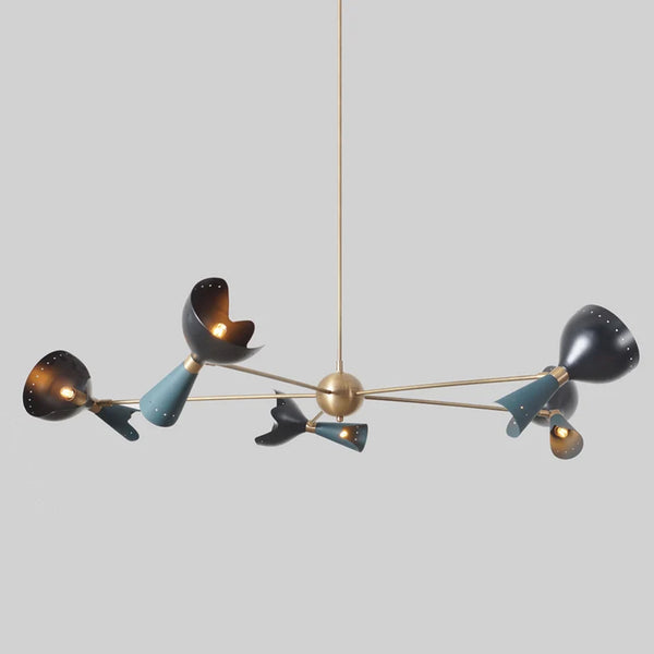 Stilnovo Style 5 Arms Modern Brass Sputnik Chandelier