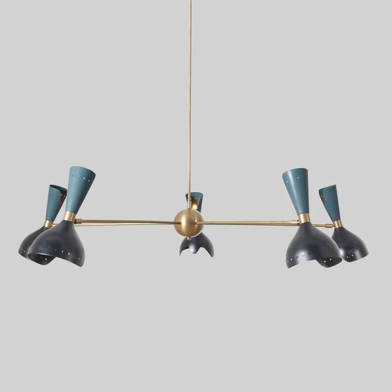 Stilnovo Style 5 Arms Modern Brass Sputnik Chandelier