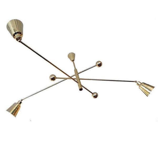 Mid Century Style 3 Cone Shades Brass Sputnik Chandelier Lighting Fixture