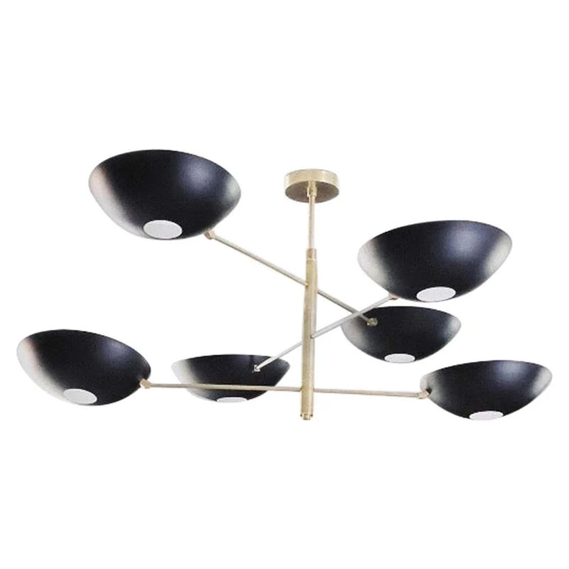 Large 6 Light Mid Century Style Modern Brass Sputnik Light Chandelier