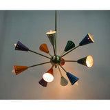 Stilnovo Style Modern Brass 12 Lights Multicolor Sputnik Chandelier Lighting Fixture