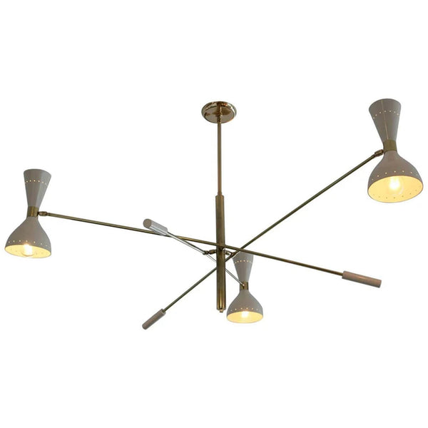 Stilnovo Style 3 Arms 6 Lights Modern Brass Bespoke Chandelier - Both Side Lights