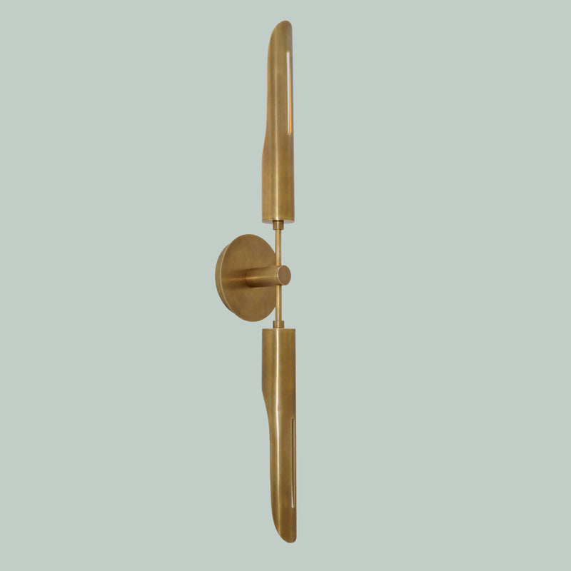 Brass Double Shade Counterbalance Wall Sconce