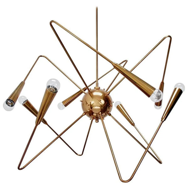 Contemporary Star 8 Arms Brass Sputnik Chandelier Light Fixture