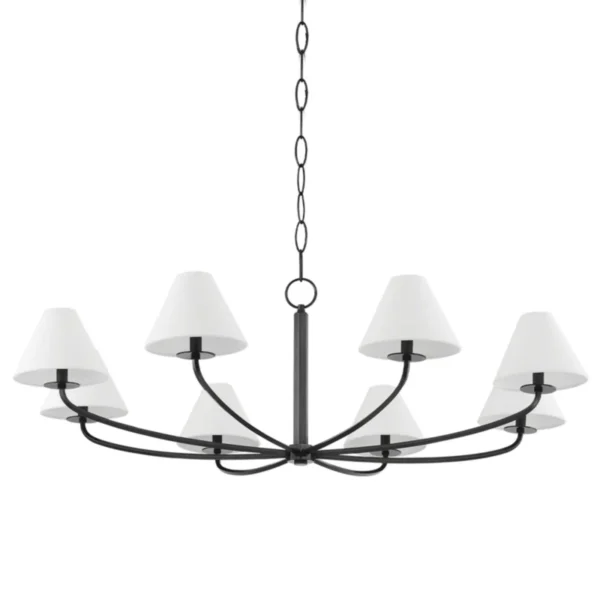 To demonstrate various viewpoints, identical items are exhibited in a variety of shapes, sizes, and colors. The featured item is shown in the first picture. Please note that the actual item color or finish may vary when viewed on different screens. Stacey 8-Light Chandelier in Old Bronze by Becki Owens