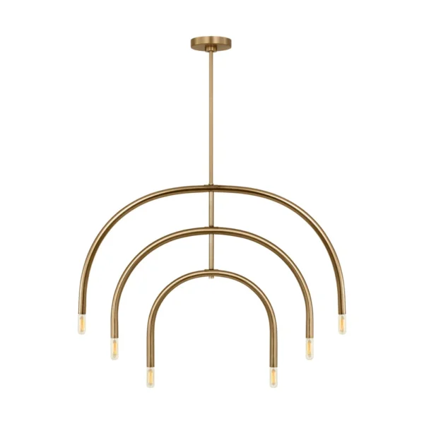 Drew & Jonathan Hadden Large Chandelier in Satin Brass