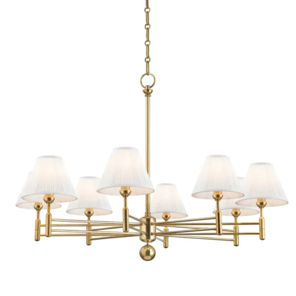 Classic No.1 8-Light Chandelier in Aged Brass by Mark D. Sikes 40W x 25.75H