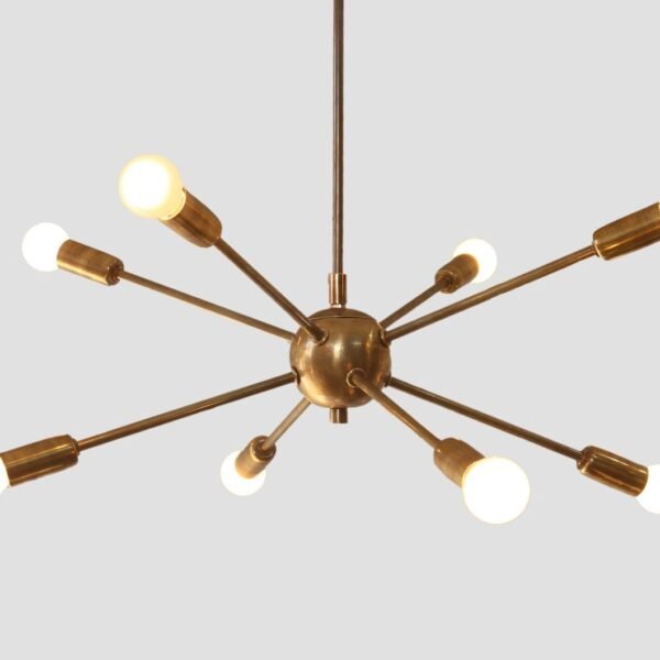 8 Light Mid Century Brass Sputnik chandelier light Fixture