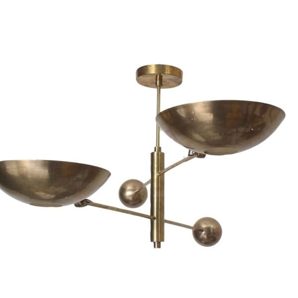 2 Light Pendant Mid Century Modern Raw Brass Sputnik chandelier light Fixture