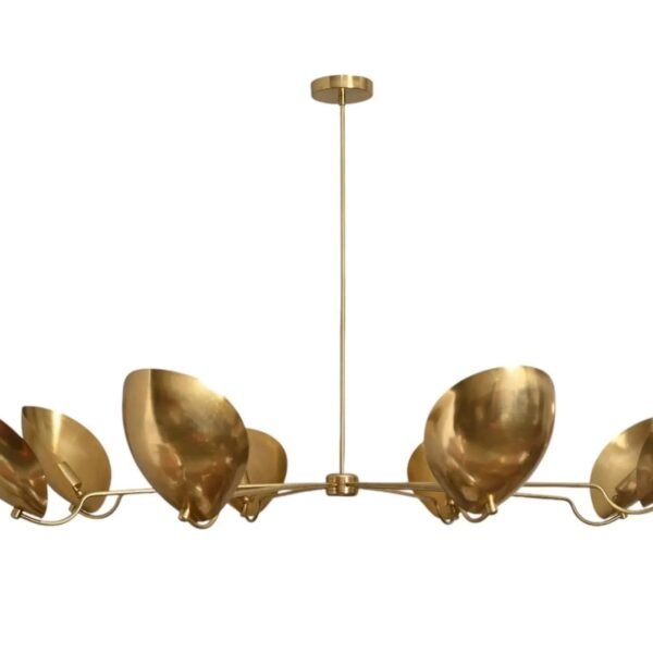 8 Light Curved Shades Pendant Mid Century Modern Raw Brass Sputnik chandelier light Fixture