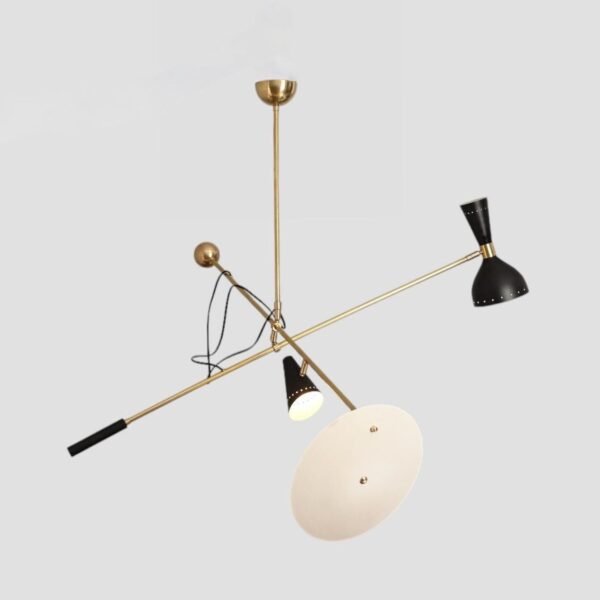 Brass Sputnik Chandelier: Mid Century Modern 2-Light Pendant Lamp