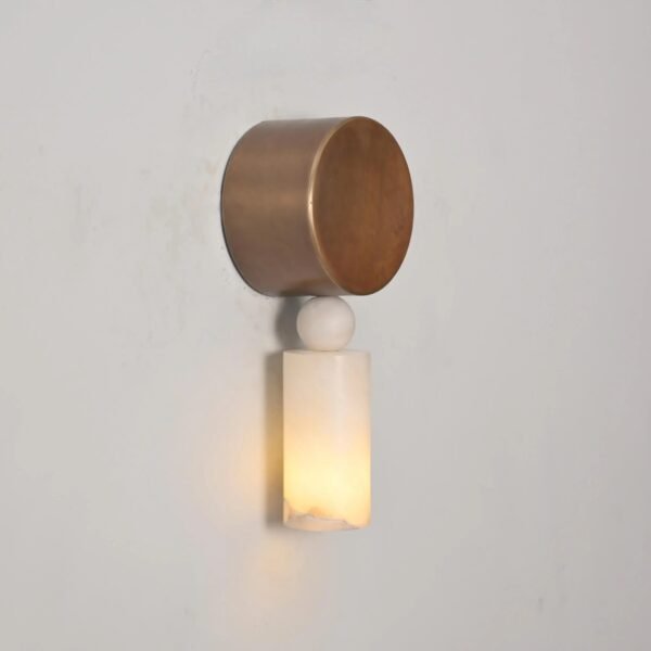 Alabaster Marble Brass Wall Sconce: Mid Century Italian Lighting