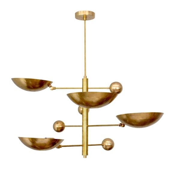 4 Light Patten Dome Pendant Mid Century Modern Raw Brass Sputnik chandelier light Fixture