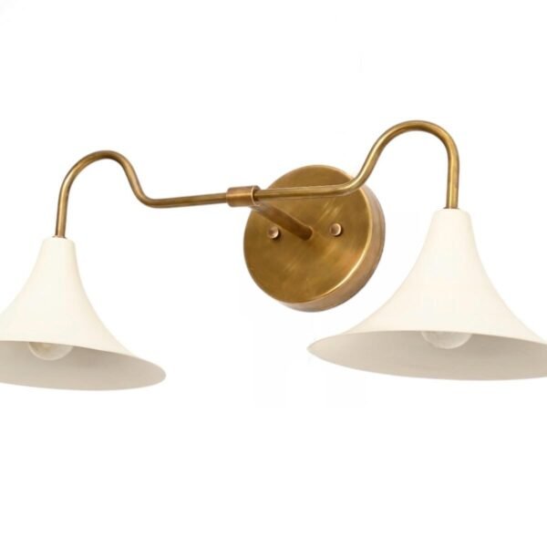 2 Light Vanity Trumpet Shade Wall Sconce Mid Century Brass chandelier light Fixture