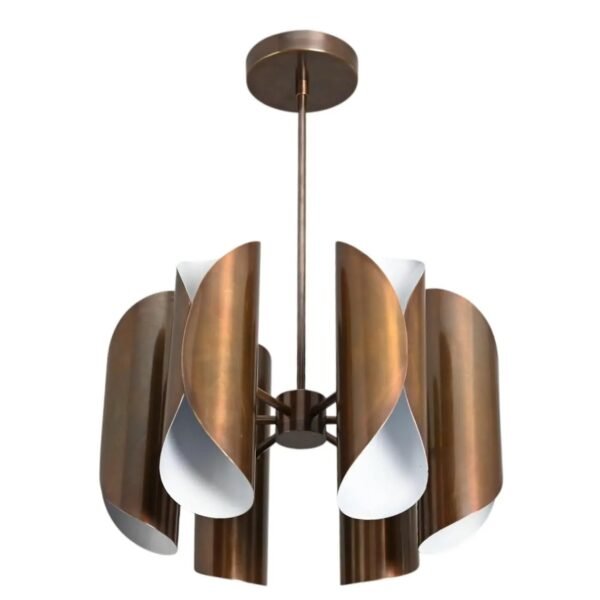 12 Light Curved Pendant Mid Century Modern Raw Brass Sputnik chandelier light Fixture