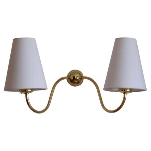 2 Light Linen Wall Curved Century Modern Raw Brass Sputnik chandelier light Fixture