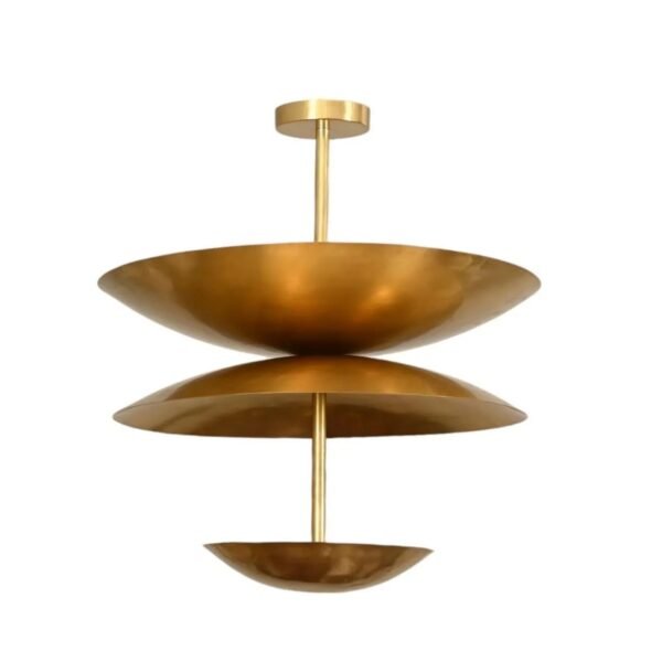 3 Light Tripple Shade Globe Mid Century Raw Brass Sputnik chandelier light Fixture