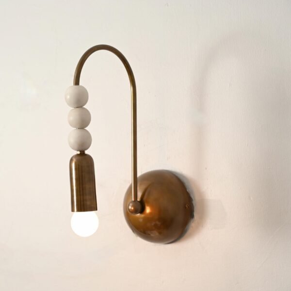 1 Light Curved Italian Marble Cylindrical Sconces wall lamp Brass Fixture