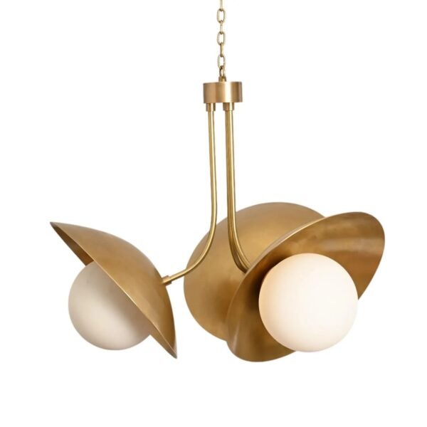 3 Light Globe Curved Pendant Mid Century Modern Raw Brass Sputnik chandelier light Fixture
