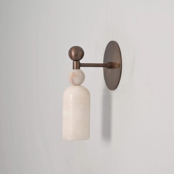 Alabaster Marble Brass Wall Sconce: Mid Century Italian Lighting