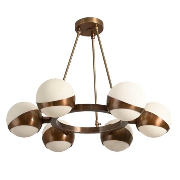 6 Light Curcle Cut Shade Globe Pendant Mid Century Brass Sputnik chandelier light Fixture