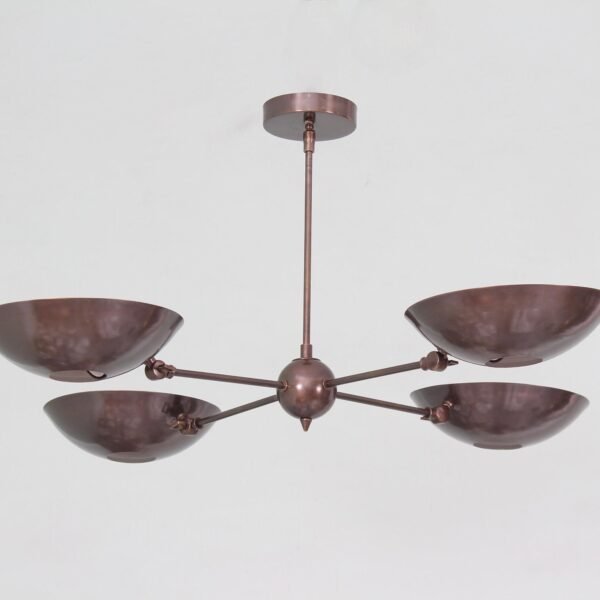 4 Light Mid Century Modern Raw Brass Sputnik chandelier light Fixture