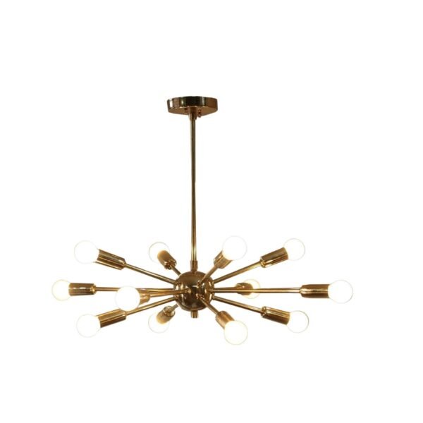 12 Light Mid Century Brass Sputnik chandelier light Fixture
