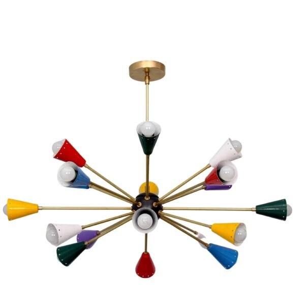 Stilnovo Style 18 Light Mid Century Brushed Brass Sputnik chandelier light Fixture