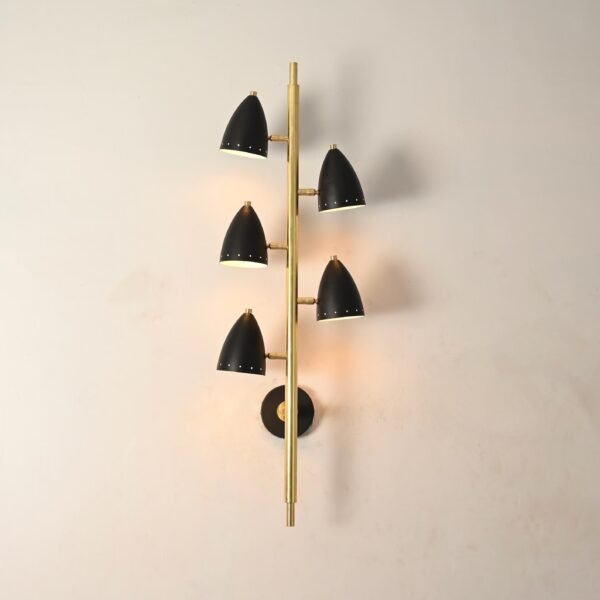 Handmade Raw Brass 5-Light Wall Sconce - Mid Century Modern