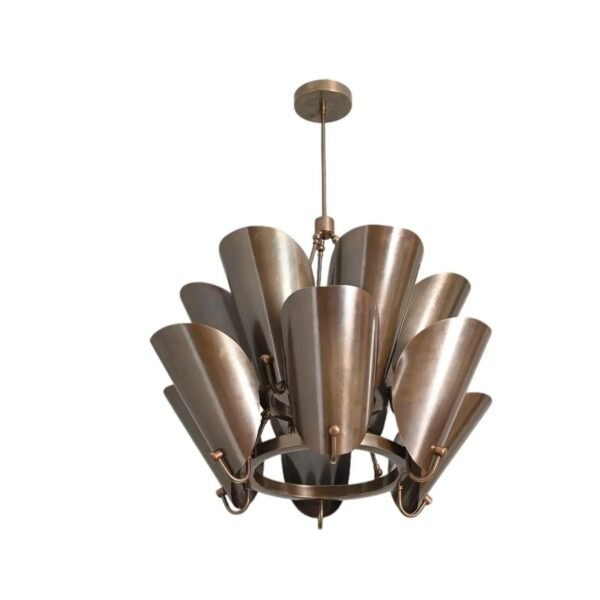 12 Light Curved Shades Pendant Mid Century Modern Raw Brass Sputnik chandelier light Fixture