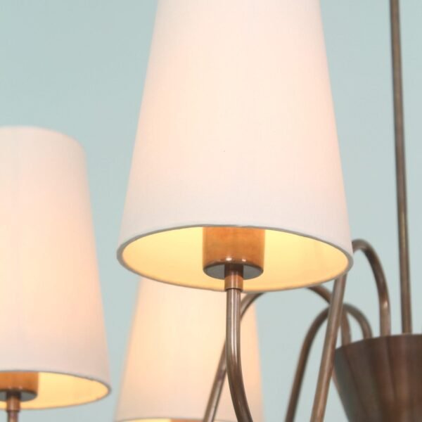 6 Light Art Deco Raw Brass chandelier light Fixture