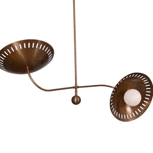 2 Light Globe Curved Pendant Mid Century Modern Raw Brass Sputnik chandelier light Fixture